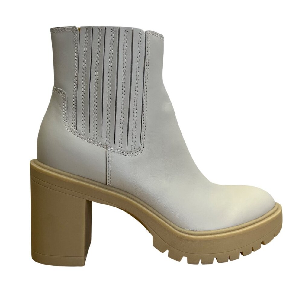 Vita Women’s White Leather Chunky Heel Caster H20 Boots Size 8 - New